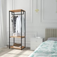 Kleiderständer Kleiderschrank Wäscheständer mit Schuhregal Ablage Holz #1443