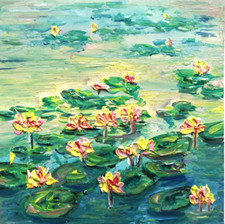 Lotus oil painting, water
