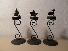 3 Teelichthalter Hirsch Stern Tanne Jäger Schwarz Wald Förster Wald