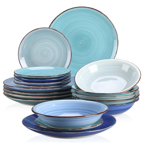 Geschirr set blau 12 - blau, 6
