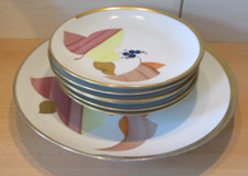 Felda Rhön Lucifer Kuchenplatte und 6 Kuchenteller40 er Jahre buntes Dekor