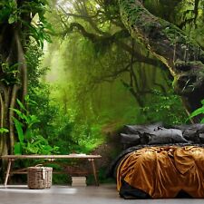 Fototapete Wald 3D Bäume Dschungel Regenwald Pflanzen VLIES TAPETE Wohnzimmer