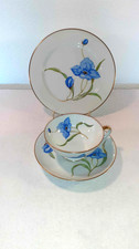 Sammelgedeck, 3 teilig, Rosenthal, SELB GERMANY, blaue Blume mit Goldrand