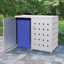 Mülltonnenbox 2 Tonnen 240L Edelstahl Müllbox Mülltonnenverkleidung 138 x 115 cm