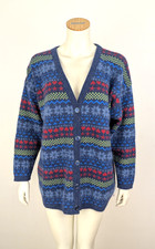 MODISSIMA Angora Cardigan XL Norweger Muster 75% Angora Strickjacke Blau 2511022