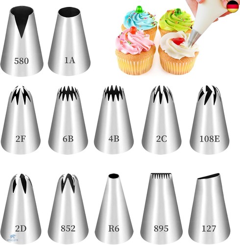 12pcs spritztüllen edelstahl - 12pcs,