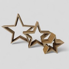 Deko Holzstern 3er Set natur weiß Stern Weihnachtsstern Fensterdeko Tischdeko