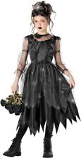 Schwarzes Gothic Hexe Kostüm Mädchen Kinder Hexenkostüm Halloween Hexenkleid
