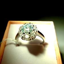 Silber Ring  mit  Moissanit - Diamant  2 ct. Größe = 17,5 mm