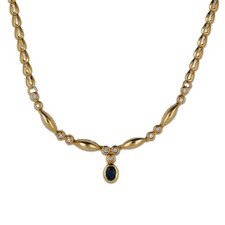 Collier 750 Gold 18 Karat Gelbgold Saphir Diamant 43,5 cm Brillant Wert 2600,-