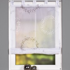 Raffrollo Stoffschlaufen Voile Kreise weiß grau silber inkl. Technik 120x140cm