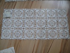  DDR Baumwoll ? -Tischläufer  alte Plauener Spitze, Farbe Weiß  22 cm x 47 cm 