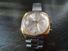 BWC Landeron 248 Chronograph Edelstahl vergoldet 70er Jahre Armbanduhr