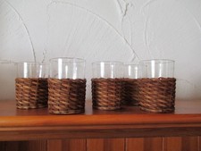6 x Teegläser im Korbhalter Punschtasse Schott Mainz Jenaer Glas Mid Century