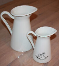 Ikea Sockerärt 2x Emaille Krug Kanne Vase Schaukelpferd 16 & 22cm neuwertig
