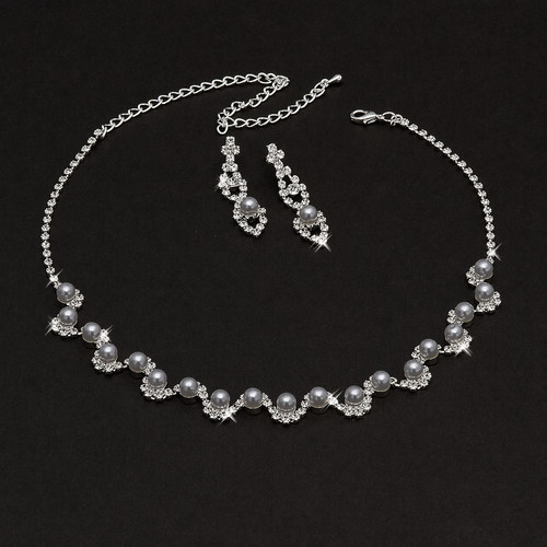 Edles schmuckset perlen - schmuckset, grau
