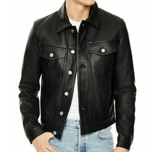 Herren Schwarz Leder Trucker