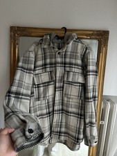 Zara Hemdjacke Herren kariert weiß grau
