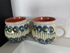 2 x Bunzlauer Bauerntassen / Becher - Pfauenauge -