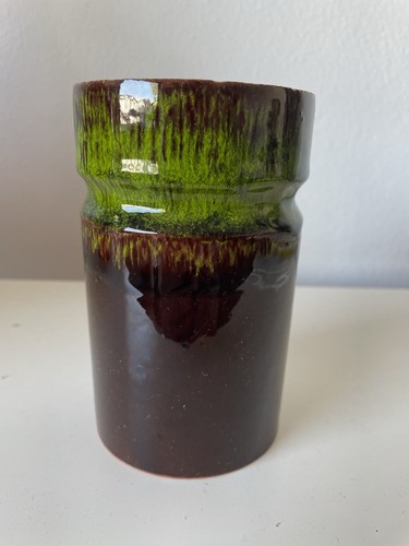 Keramikvase braun grün fat - grün,