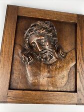 Altes Relief Bild Wandrelief Jesus Christus Dornenkrone Holz geschnitzt signiert
