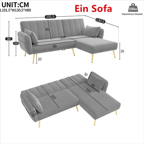 Sitzer form sofa couch mit - l-form,