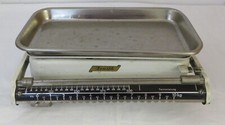 Nostalgische alte KÜCHENWAAGE von Zenith weiß mit Wiegeschale bis 10 KG