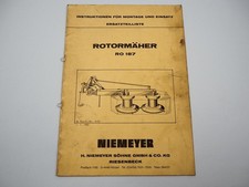 Niemeyer RO187 Rotormäher Betriebsanleitung Ersatzteilliste 1982