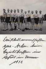altes Foto  Fußballmannschaft Gera - Bezirkstreffen Erfurt 1932  ( GH )