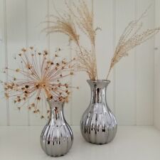 Vase Waves Keramik Silber