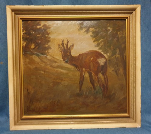 Original öl gemälde reh - Öl, im
