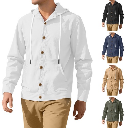 Herren leinen kapuzenhemd - herren,