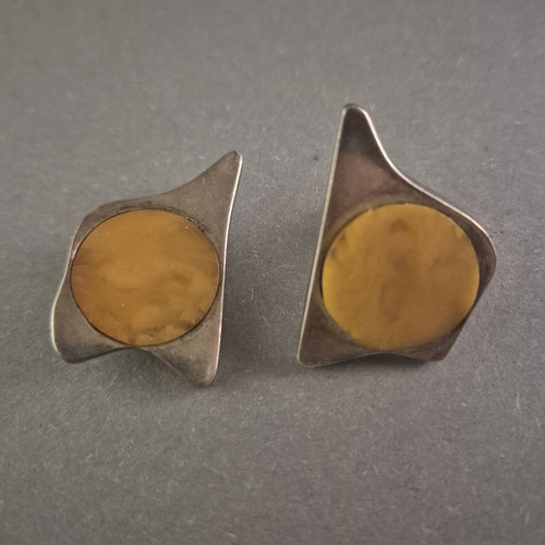 Silber ohrclips mit bernstein - silber-ohrclips,