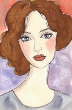 Portrait frau mädchen - mädchen, tusche