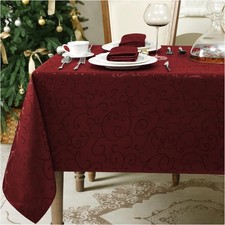 Abwaschbare Tischdecke Weihnachten 140x240cm rot rechteckig Damast Jacquard s...