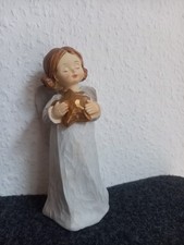 Engel mit Stern, weiß, Gips, Größe ca. 15 cm