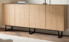 Sideboard Kommode Eiche Anrichte 4-türig 200 x 90 cm Push-Open 8 Fächer Breda