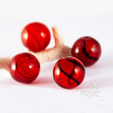 4x Glasperlen Hohlglasperlen Murano 20mm Lampwork Rot GlitzerInsel 01039