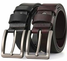 ✅Echt Leder Jeans-Gürtel Herren Damen Massive Schnalle Leder Schwarz Braun 4 cm✅