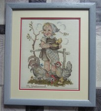  Stickbild Bild  Kreuzstich Rahmen fertig  Handarbeit Geschenk Hummel