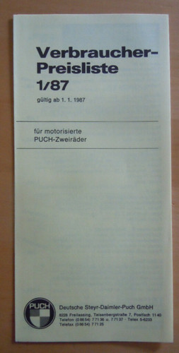 Original puch preisliste - original,