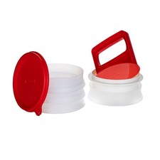 Tupperware Burgerpresse Weiß Rot + 4x Behälter Keeper-Set