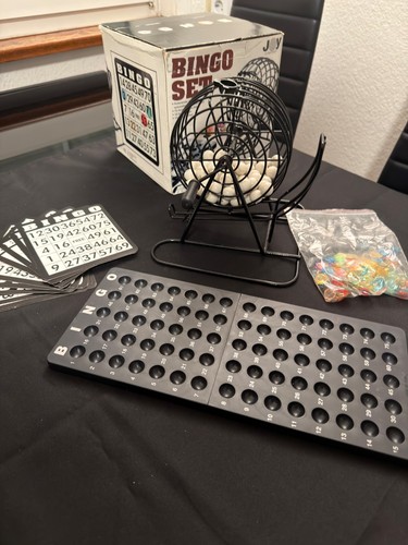 Bingo set metalltrommel - set,