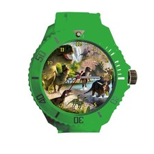 Personalisierte Uhr, Kartons, Cartoons, Jurassik Park, Kinder, Namen, verschiedene Farben