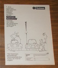 Seltene Werbung vintage HIRSCHMANN Motorantenne Autoantenne Autoradio 1983