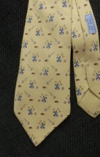 Hermes Krawatte 100 % Seide gelb Hase in Loch Golfball