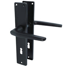 Langschild Drückergarnitur Alu Türdrücker Schwarz Türklinke ergonomisch Türgriff