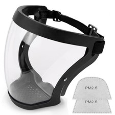 Vollgesichtsschutz, Super-Kopfschutz, Transparente Sicherheitsmaske mit 2 filter