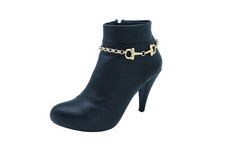 Damen Gold Metallkette Stiefel