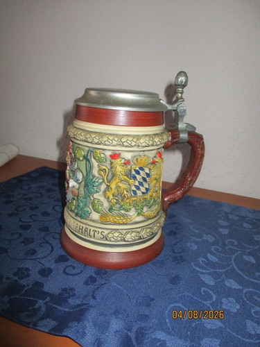 Alter bierkrug mit zinndeckel - mit,